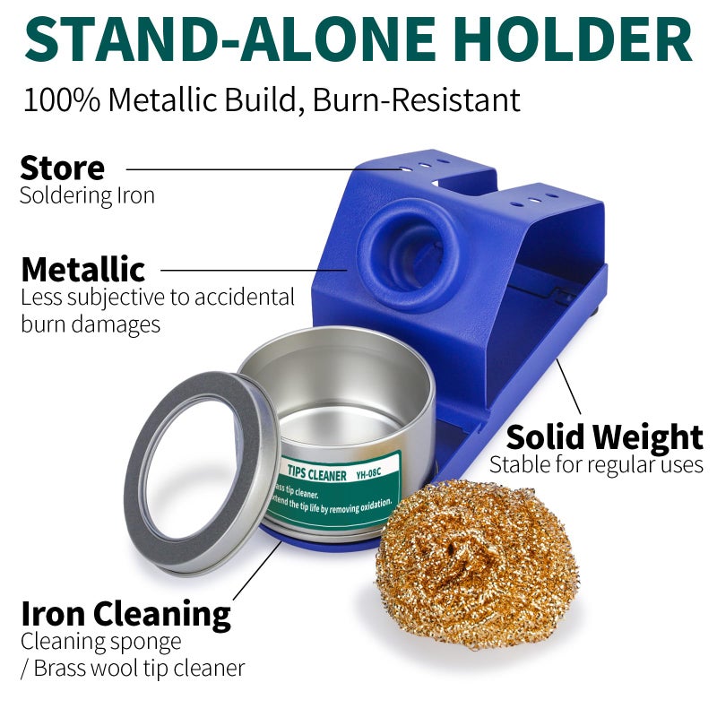 YIHUA M-2 Soldering Iron Holder, Heat-resistant Tip Cleaner with Brass Wool Tip Cleaner and Cleaning Sponge for Stable Soldering Iron Storage and Cleaning - Image 2