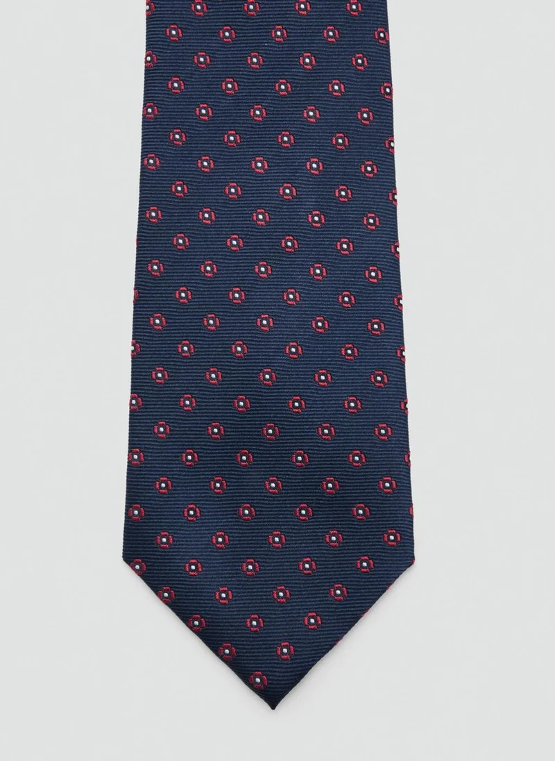 Mango Man Flower patterned silk tie