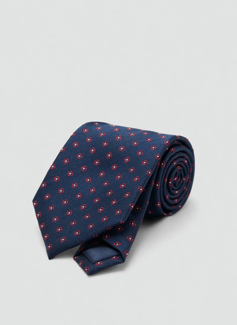 Mango Man Flower patterned silk tie