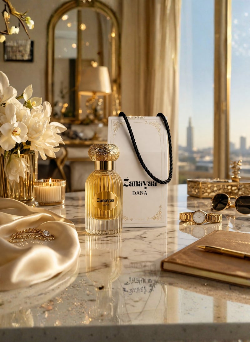 Al Zanayaa Dana 50ml Eau De Parfum Unisex - Long Lasting Luxury Fragrance, Premium Arabic Perfume Spray with Bakhoor, Jasmine, Orchid, Violet, Oud, Amber & White Musk Notes, Daily Wear, Gift Edition - Image 4