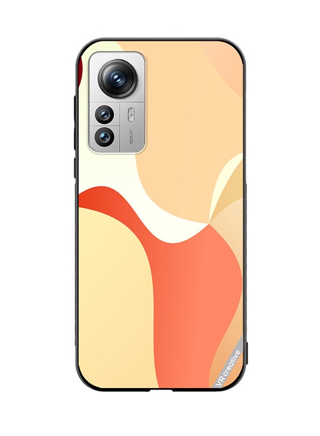 VR CREATIVE Protective Case Cover For Xiaomi 12X Light Orange Abstract Cambered Design Multicolour - Image 1