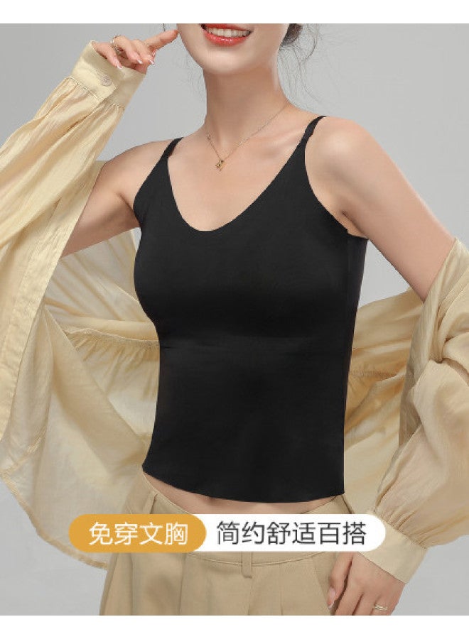 Top melon Women'S Camisole Top With Ice Silk Straps And Back Support, Suitable For Layering Or Outer Wear - Image 1