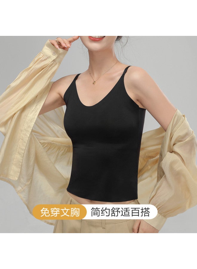 Top melon Women'S Camisole Top With Ice Silk Straps And Back Support, Suitable For Layering Or Outer Wear - Image 2