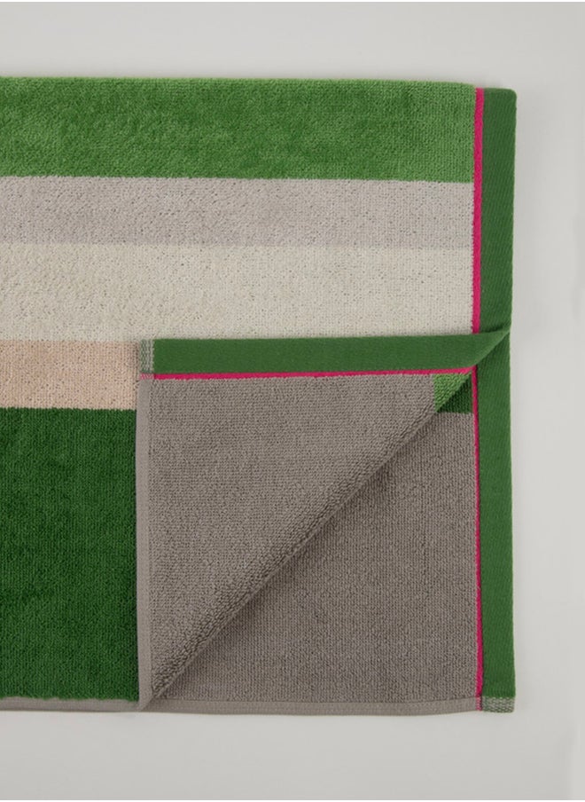 White Rose Cross Stripe 500 Gsm 100% Cotton Terry -Cross Stripe Design1 Bath Sheet 80X160 CmLuxury Touch Extra Absorbent-Green  - Image 2