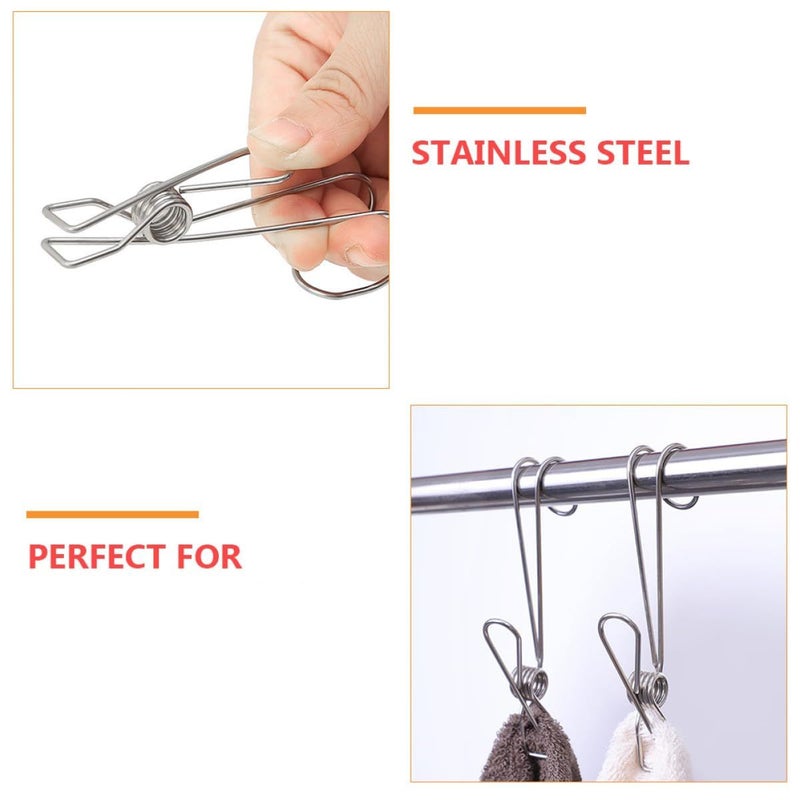 10pcs Stainless Steel Long Tail Clips 11cm Multipurpose Hanging Clips for Home Laundry Organization - Image 4