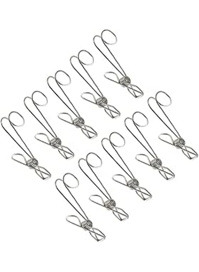 10pcs Stainless Steel Long Tail Clips 11cm Multipurpose Hanging Clips for Home Laundry Organization - Image 1