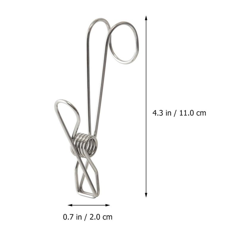 10pcs Stainless Steel Long Tail Clips 11cm Multipurpose Hanging Clips for Home Laundry Organization - Image 3