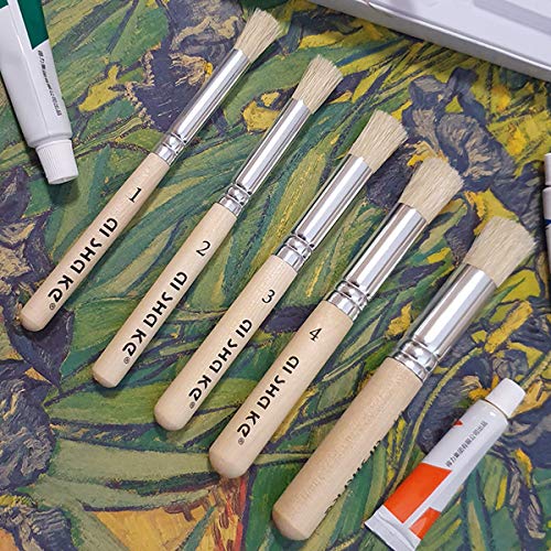 Auhoahsil Stencil Brushes Set, 5 Pcs Natural Bristle Wooden Handle Template Brushes for Wood Wall Model House Painting, Stencil Projects, Card Making, DIY, Crafts and Acrylic Oil Watercolor Painting - Image 5