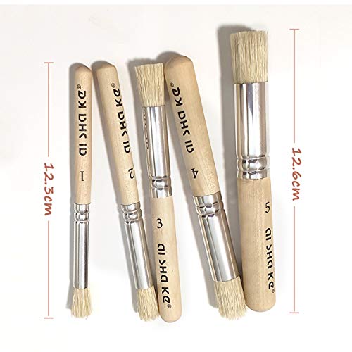 Auhoahsil Stencil Brushes Set, 5 Pcs Natural Bristle Wooden Handle Template Brushes for Wood Wall Model House Painting, Stencil Projects, Card Making, DIY, Crafts and Acrylic Oil Watercolor Painting - Image 2