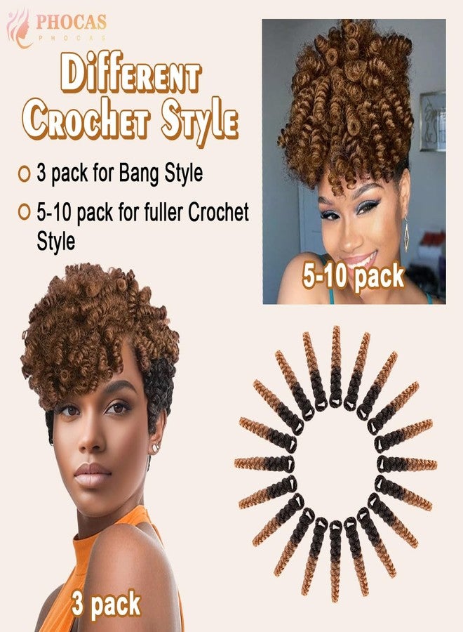 PHOCAS 3Packs 10''Short Crochet Hair Jumpy Wand Curl Weave Crochet Braids Afro Curl Synthetic Hair Extensions for Women (6mm) #1B/27 Black to Blonde - Image 5