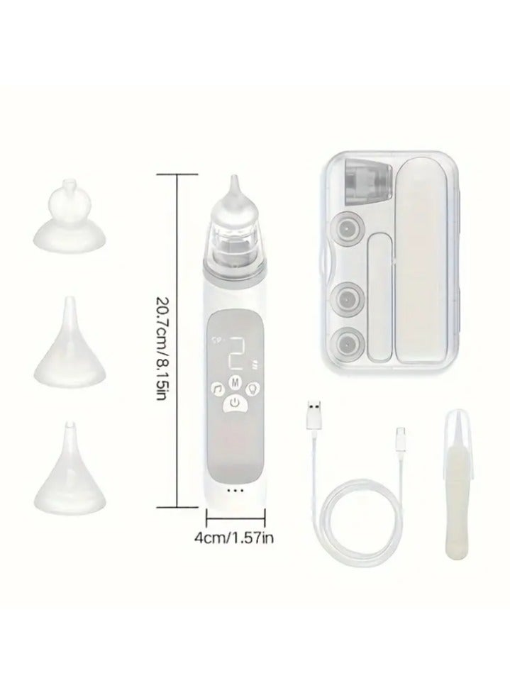 معجب شفاط انف كهربائي للاطفال، 3 رؤوس سيليكون و3 مستويات للشفط، مضاد للتدفق العكسي لحديثي الولادة والاطفال الصغار، وظيفة مهدئة مع الموسيقى والضوء - Image 2