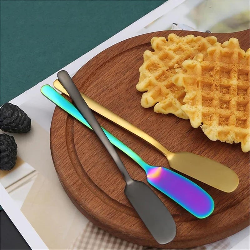 Butter Knives 20pcs Knife Cheese Cutter Stainless Steel Dessert Jam Knifes Kitchen Gadgets Grater Spreader(Black) - Image 4