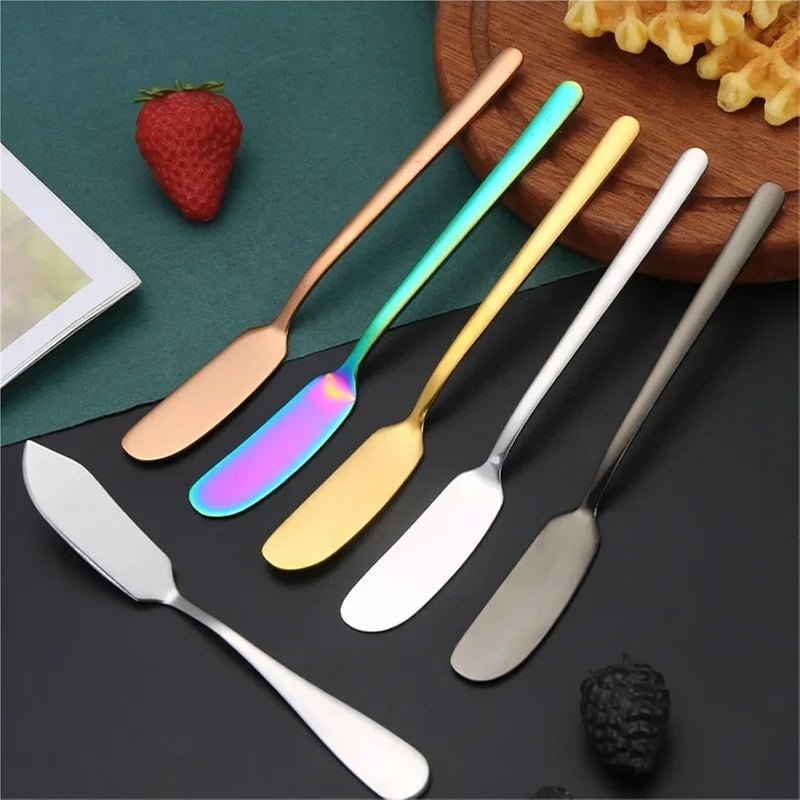 Butter Knives 20pcs Knife Cheese Cutter Stainless Steel Dessert Jam Knifes Kitchen Gadgets Grater Spreader(Black) - Image 3