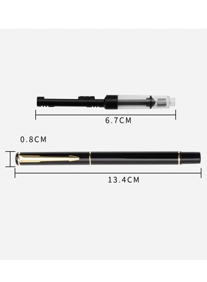 Fountain Pen Set with Gift Box, Refillable High End Business Signature Pen, 0.5MM Classic Metal Pen for Men and Women Writing (Black) - Image 2