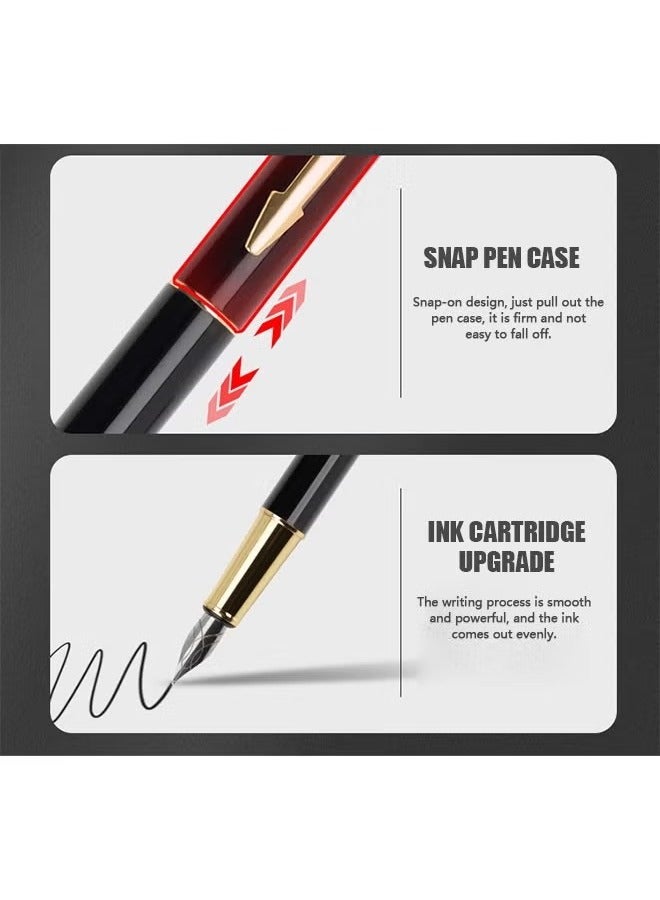 Fountain Pen Set with Gift Box, Refillable High End Business Signature Pen, 0.5MM Classic Metal Pen for Men and Women Writing (Black) - Image 4