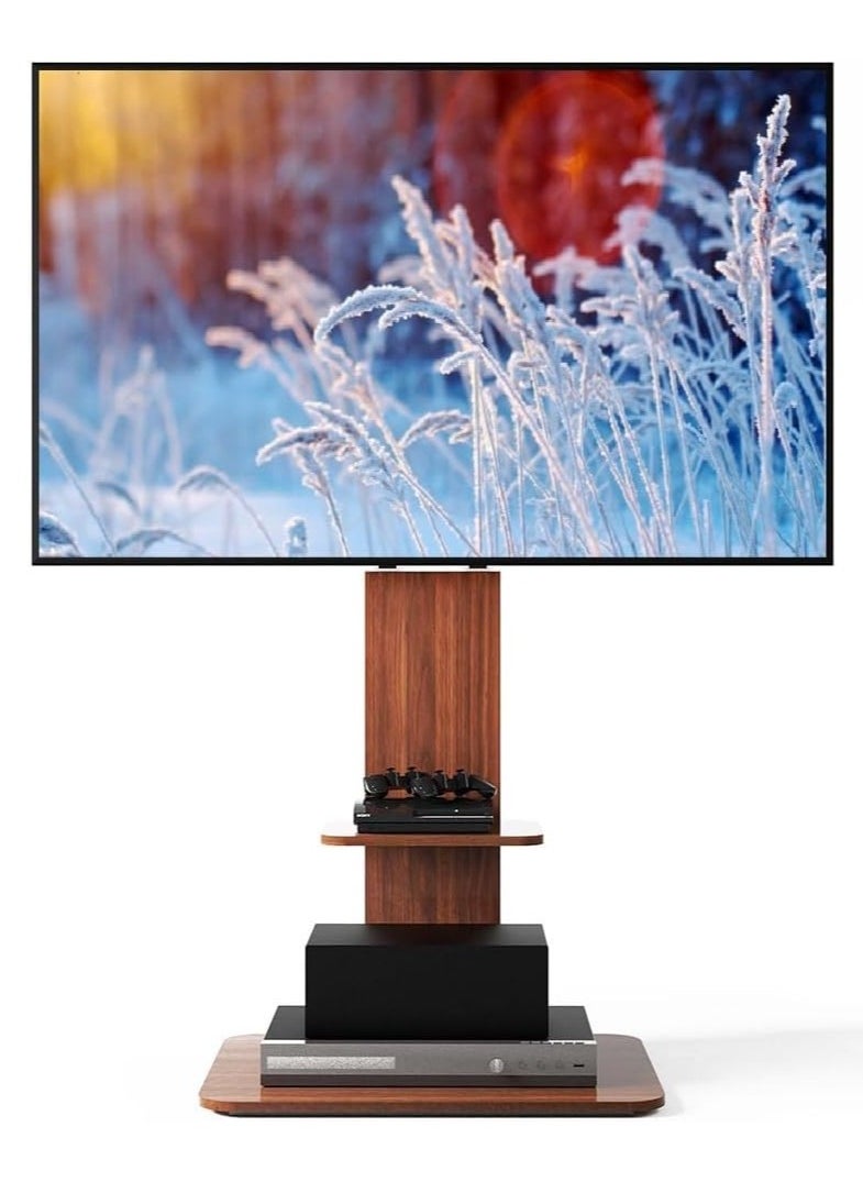 Rubik Floor TV Stand Mount for 32-65 Inch TV, Trendy Wooden Style Floor Standing Design, Holds 40KG Display Weight  - Image 1