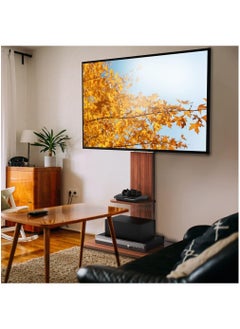 Rubik Floor TV Stand Mount for 32-65 Inch TV, Trendy Wooden Style Floor Standing Design, Holds 40KG Display Weight  - Image 2