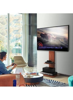 Rubik Floor TV Stand Mount for 32-65 Inch TV, Trendy Wooden Style Floor Standing Design, Holds 40KG Display Weight  - Image 3
