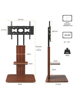 Rubik Floor TV Stand Mount for 32-65 Inch TV, Trendy Wooden Style Floor Standing Design, Holds 40KG Display Weight  - Image 4