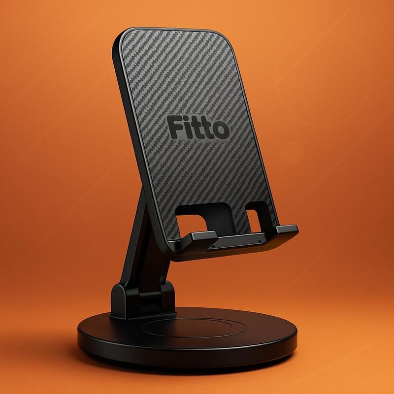 FITTO Foldable Cell Phone Stand For Desk 360-Degree Rotating Holder Universal Mobile Stand - Image 3