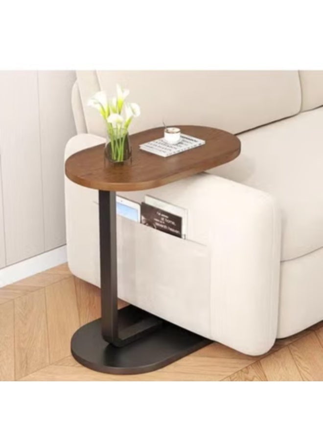 NZONE STORE Modern C-Shaped Side Table for Sofa & Bed – Wood and Metal 39×28×56 cm - Image 2