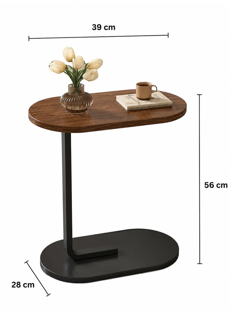 NZONE STORE Modern C-Shaped Side Table for Sofa & Bed – Wood and Metal 39×28×56 cm - Image 5