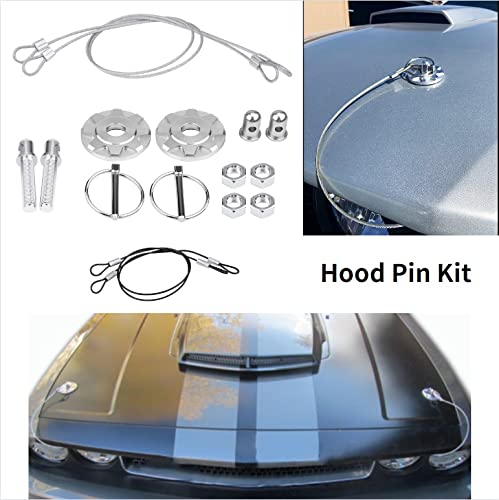 Acouto Hood Pins Kit CNC Aluminum Alloy Car Racing Hood Pin Lock Appearance Kit Universal Hood Pin Plate Kit(Silver) - Image 4