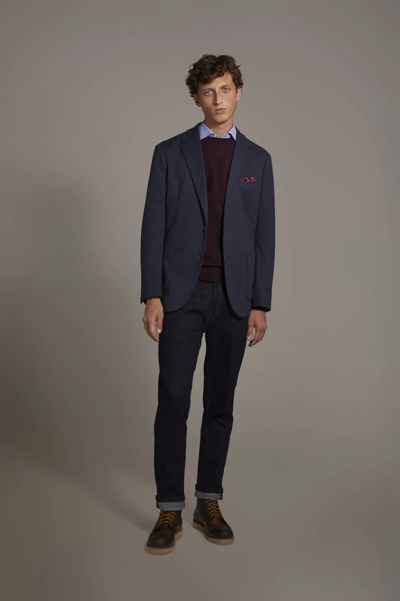 Single-breasted jersey jacket - Blue