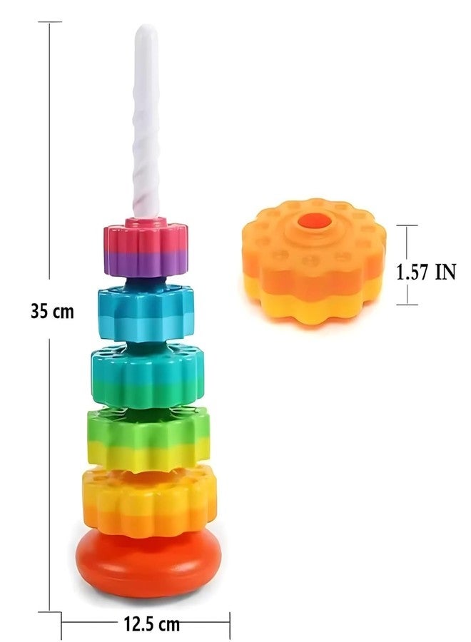 Tvasta Rainbow Gear Stacking Tower Toy for Toddlers | Colorful Stacking Rings for Baby 12+ Months | Educational Development Toy for Fine Motor Skills, Hand-Eye Coordination & Early Learni - Image 3