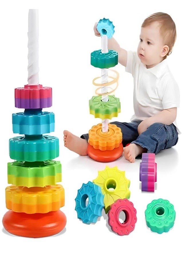 Tvasta Rainbow Gear Stacking Tower Toy for Toddlers | Colorful Stacking Rings for Baby 12+ Months | Educational Development Toy for Fine Motor Skills, Hand-Eye Coordination & Early Learni - Image 1