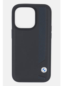 BMW Iphone 14 Pro Brand Logo Real Leather Phone Case, Black  - Image 3