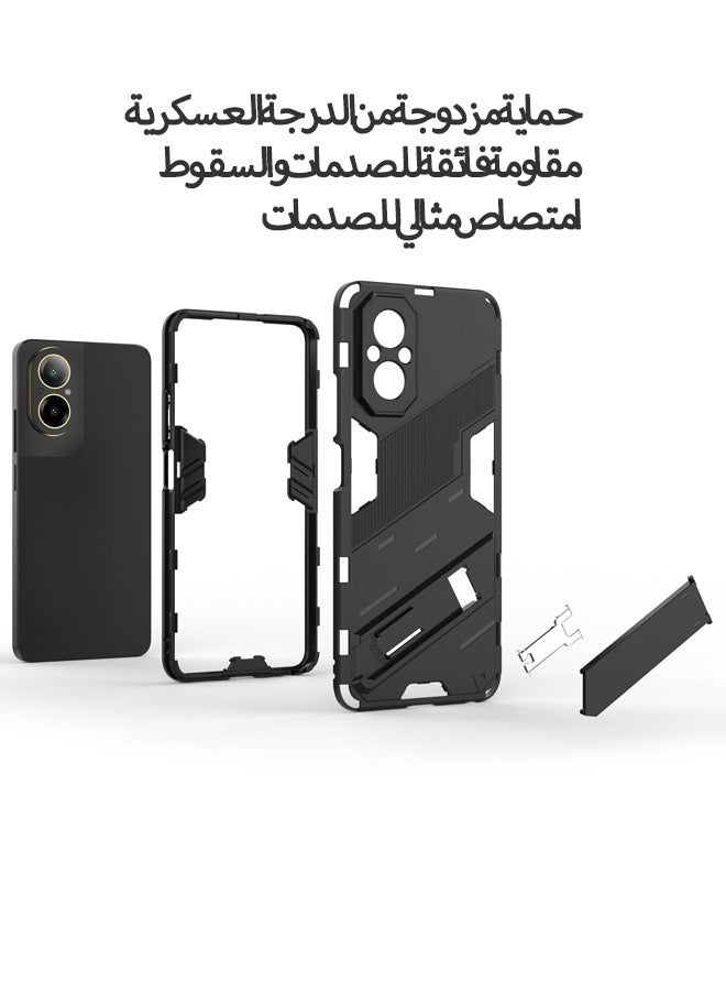 Realme C67 4G Case Cover, Realme C67 Cover with Magnetic Holder, Punk Design Style Heavy Duty Shockproof Protective Phone Case for Realme C67 4G, Black - Image 3