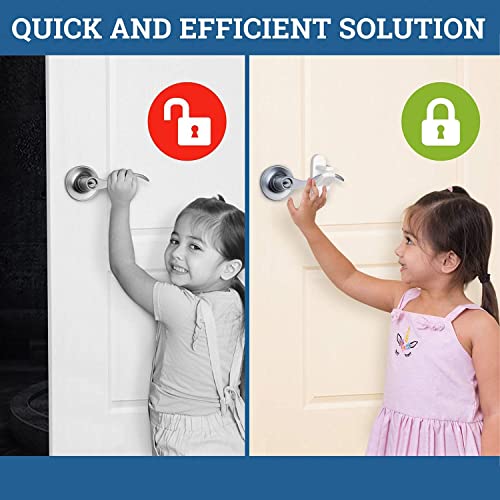 kunya Baby Child Proof Safety Door Handle Locks Latches Suitable For Pull Lever Type Handle Proofing Locks(Pack Of 1),White - Image 4