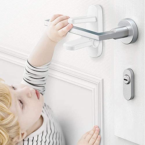 kunya Baby Child Proof Safety Door Handle Locks Latches Suitable For Pull Lever Type Handle Proofing Locks(Pack Of 1),White - Image 3