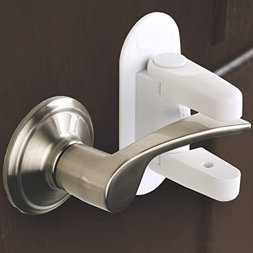 kunya Baby Child Proof Safety Door Handle Locks Latches Suitable For Pull Lever Type Handle Proofing Locks(Pack Of 1),White - Image 1