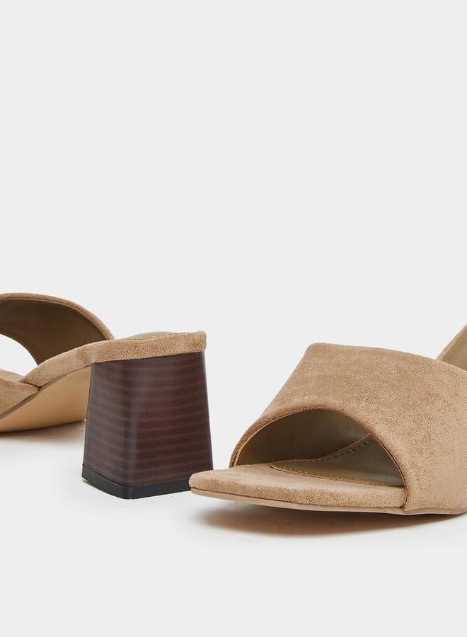 Styli Women Khaki Block Heel Mules - Image 4