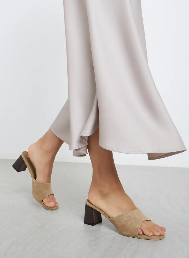 Styli Styli Women Khaki Block Heel Mules