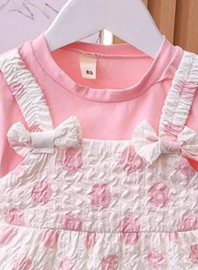 YUNIQEE Pink Bow Tiered Dress