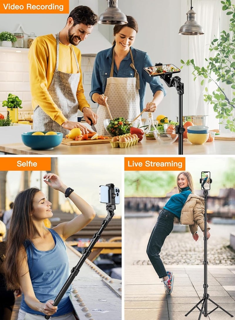 X-level Phone Tripod,86" Tall Tripod for iPhone with Flexible Gooseneck & Remote,Portable Aluminum Cellphone Stand for Selfies,Video Recording,Travel,Compatible with iPhone Android - Image 5