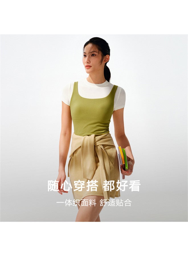 Maniform Song Qian Same Style U-Neck Mango Cup Wide Strap Built-In Bra Comfortable Stretch Skin-Friendly Camisole - Image 5