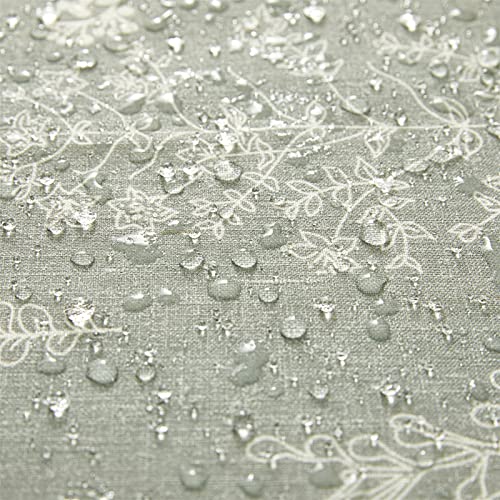 Estmy Green Botanical Linen Shower Curtain for Bathroom, Spring Summer Themed Hand-Drawn Boho Floral Plants Leaves Textured Fabric Shower Curtain Set Modern Farmhosue Vintage Bathroom Decor - Image 3