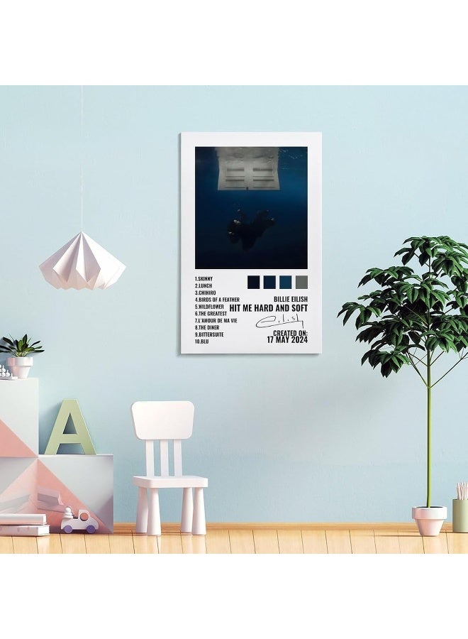 EMODA Billie Eilish HIT ME HARD AND SOFT Album Cover Music Album Poster Decoration Painting Canvas Wall Poster And Art Picture Printing Modern Home Bedroom Decoration Poster 08x12inch (20x30cm) Frame-style - Image 2