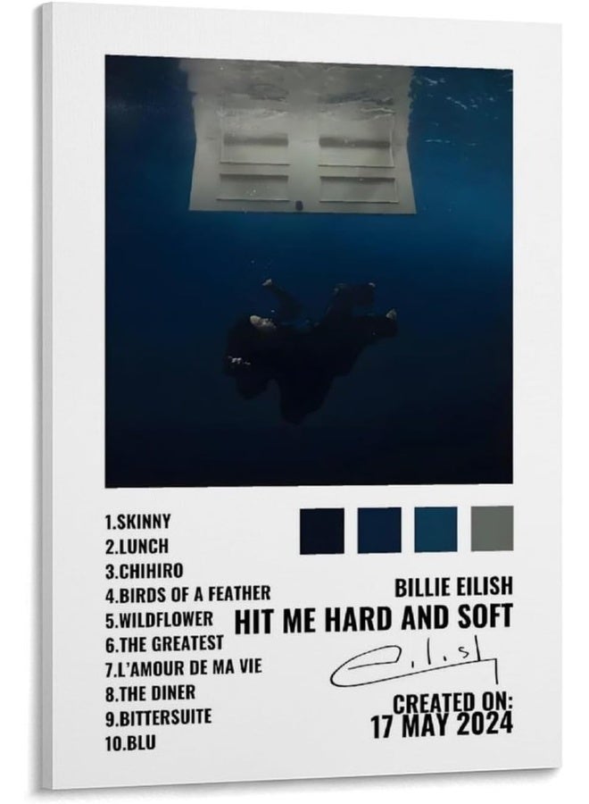 EMODA Billie Eilish HIT ME HARD AND SOFT Album Cover Music Album Poster Decoration Painting Canvas Wall Poster And Art Picture Printing Modern Home Bedroom Decoration Poster 08x12inch (20x30cm) Frame-style - Image 1