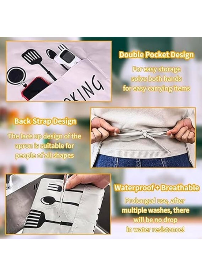 1 Pack Adjustable Waterproof Kitchen Apron for Men and Women – Waterdrop Resistant Polyester Chef Apron with 2 Front Pockets – Heavy Duty Oil Resistant Bib Apron for Cooking, Grilling, Dishwashing, BBQ, Painting, Cleaning, and Chemical Work – Durable, Lightweight, Machine Washable Black Apron - Image 4