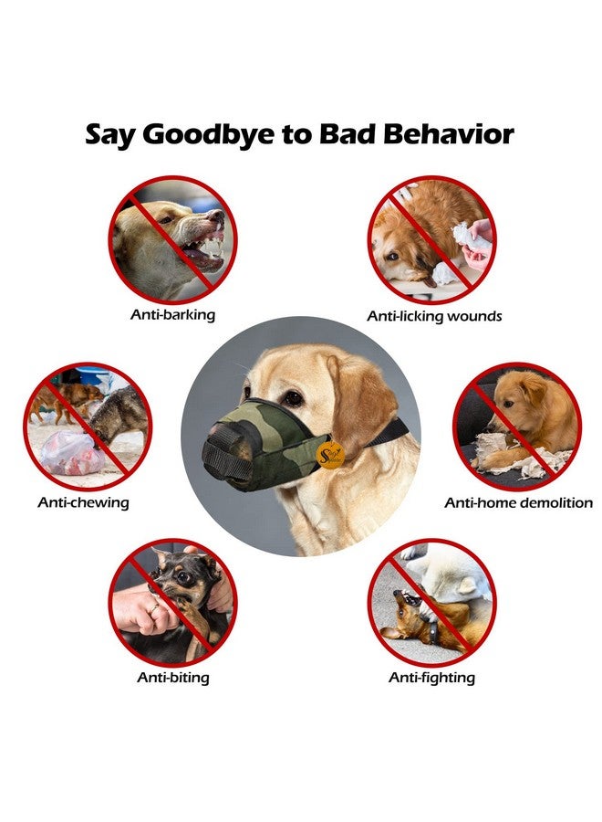سايج سكوير كمامة جيش الكلاب، كمامة قابلة للتعديل للحيوانات الأليفة، شبكة من النايلون الناعم قابلة للتنفس، غطاء فم مضاد للعض والنباح للكلاب الصغيرة والمتوسطة والكبيرة (صغير) - Image 5