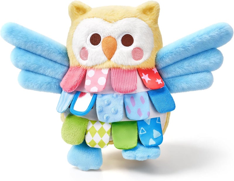 JoyCat Sensory Owl Baby Toy for 0-12 Months, 12''Soft Tummy Time Infant Toy with Multi-Textured Crinkle Feathers, Baby Mirror, Stuffed Animal Plush Montessori Gifts for Newborn Boys and Girls - Image 1