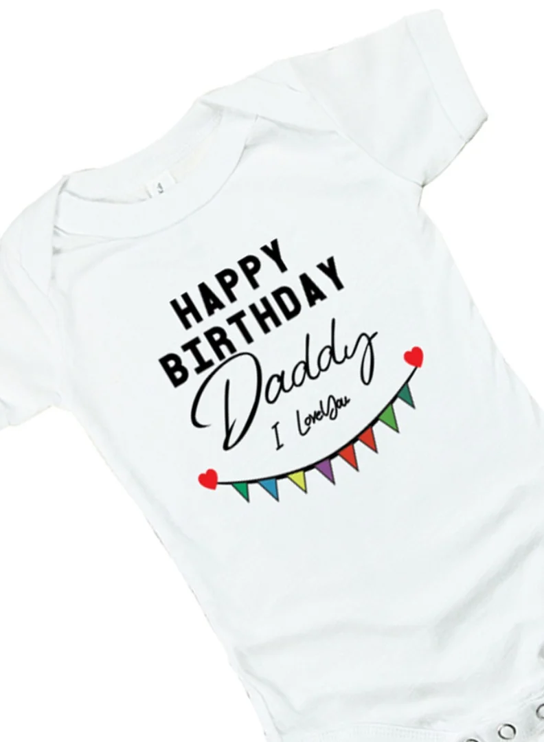 ماتشينج فاميلي اوتفيتس Matching Family Outfits - Baby Romper - Happy Birthday Daddy - White