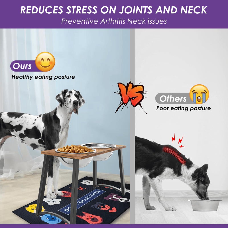 TIDANT Elevated Dog Bowls for X-Large Dogs with Spill Proof Mat 2 X-Large 3000ML(13CUPS) Stainless Steel Dog Bowls, 16.5" Tall Raised Dog Bowl Stand,Dog Food & Water Bowls for Large, Extra Large Dogs - Image 3