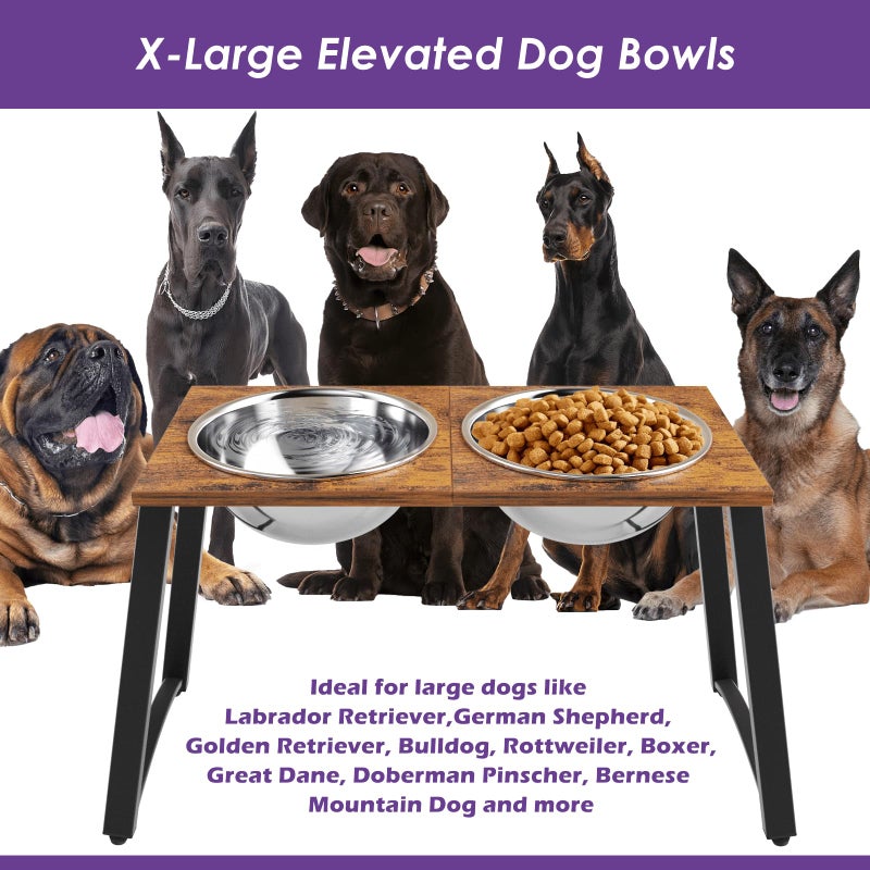 TIDANT Elevated Dog Bowls for X-Large Dogs with Spill Proof Mat 2 X-Large 3000ML(13CUPS) Stainless Steel Dog Bowls, 16.5" Tall Raised Dog Bowl Stand,Dog Food & Water Bowls for Large, Extra Large Dogs - Image 2