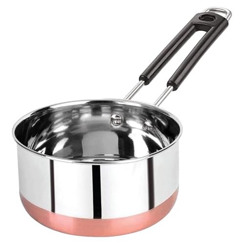 AADHIK Tea Pan Stainless Steel Copper Bottom Sauce Pan Milk Pan Tapeli Patila Induction Base 1.5 Litre Sauce Pot Milk Boiler with Handle (1500 ml) - Image 1